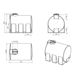 Емкость КАС 3000 ЭВГ с откидной крышкой красный