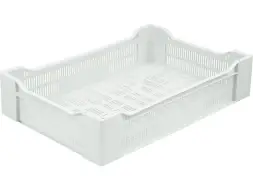 Ящик пластиковый морозостойкий перфорированный, 600x400x135 мм, 32,4 л, белый [119 м]