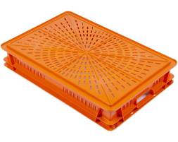 Ящик пластиковый с перфорированным дном и стенками, 600х400х100 мм, оранжевый [600400100-02]