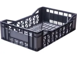 Ящик пластиковый перфорированный, 600x400x165 мм, 25 л, черный [165 ВС]