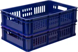 Ящик пластиковый перфорированный, 600x400x150 мм, 28 л, синий [418]