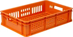 Ящик пластиковый перфорированный, 600x400x150 мм, 28 л, оранжевый [418]