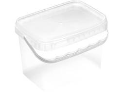 Ведро пластиковое прямоугольное с прозрачной крышкой, 1 л [3683]