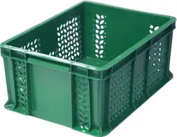 Ящик пластиковый перфорированный, 400×300×180 мм, 16.6 л, зелёный [702.01.02]
